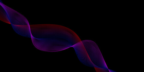 Fototapeta premium Abstract colorful wavy lines Digital frequency track equalizer background. Curved wave smooth stripe seamless pattern. Wave lines created using blend tool. graphic design template banner business wave