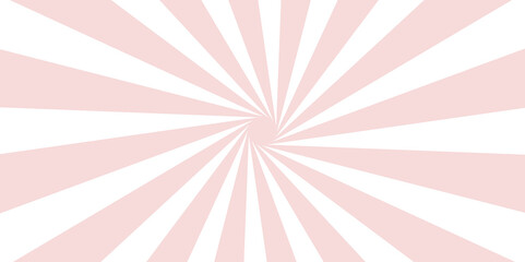 Pink curved lines texture. Pink stripes background. Light pink curves. Retro background with rays for line poster design. Sun rays Retro vintage style, Sunburst Pattern Background. Rays. Vector.