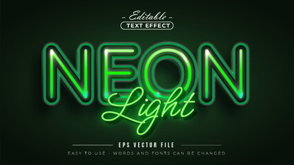 Green Neon Light editable text effect on dark background.