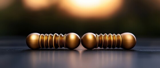 Close-up of two elegant gold-colored objects reflecting light beautifully.