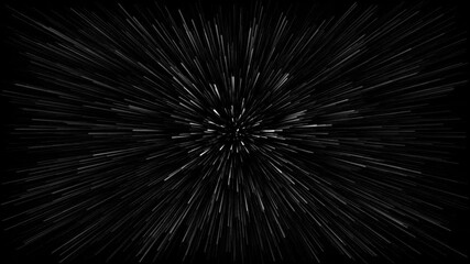 Abstract tunnel with multicolor spectrum - background with white light speed scaling. Bright rays of white light and colorful lines moving smoothly. Futuristic glow effect on alpha channel.