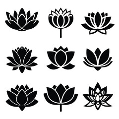 Diverse Lotus Flower Silhouette Collection