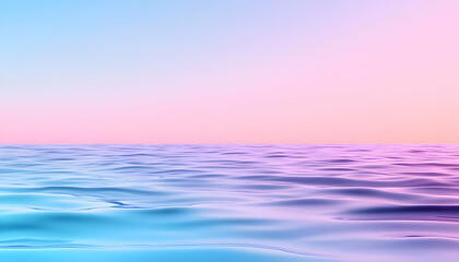 Obraz premium Minimalist ocean scene with sunrise or sunset, waves, and pastel colors; background for graphic design