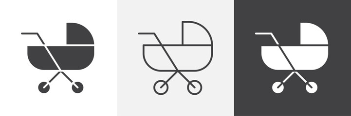 Baby carriage icons graphics pack vectors.