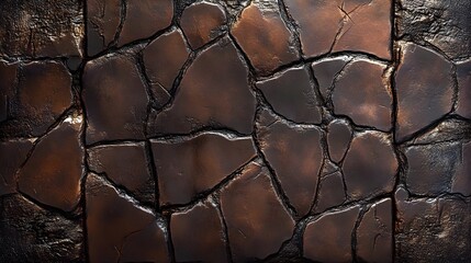 Dark Brown Cracked Stone Texture Background. Seamless Pattern Design for Wall, Surface, and Decor