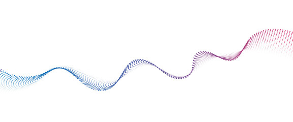 Flowing Dot Wave halftone gradient pattern on transparent background	
