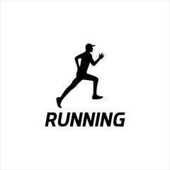 athlete human running vector, people jogging marathon design silhouette