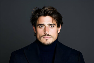 Obraz premium Portrait of a man in studio. Serious face, formal wear. Background is neutral. Professional use