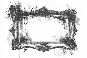 Overlay grunge frame pattern, vintage banner border..