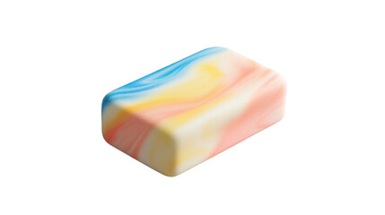 Colorful bar of soap rotating on transparent background