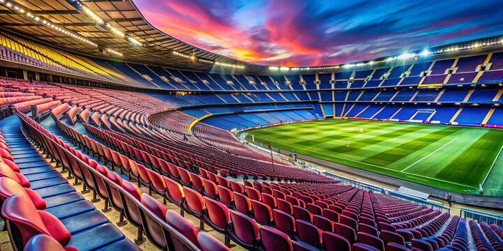 Camp Nou Stadium Interior: Barcelona, Spain - High-Resolution Photo of Empty Seats and Indoor Spaces