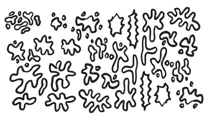 Dynamic vector collection of abstract brush stroke elements in black ink for artistic design projects and creative layouts offering versatility