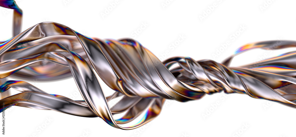 Poster 3d fluid shapes with holographic effect