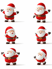 Fototapeta premium Santa Claus figures on white background, for Christmas design, greetings, festive season