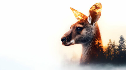 A majestic deer silhouette revealing a stunning forest backdrop, representing beauty in nature and wildlife.
