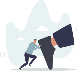 Keep pushing yourself, continue self development or self improve to overcome difficulty and success in business and career concept.flat character life .