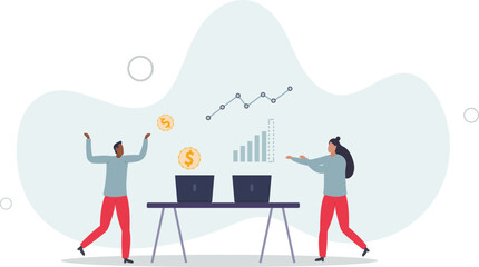 Finance fundamentals with business profit analysis.Company financial data calculation with statistics graph and diagram.flat character life .