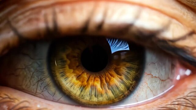 Exploring the intricate details of a human eye in close-up view
