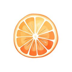 A detailed, stylized illustration of an orange slice with vibrant colors and a clean background. The slice is juicy and fresh, showcasing the fruit's segments.