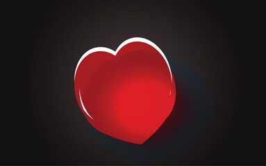 Red love shapes on the black gradient background