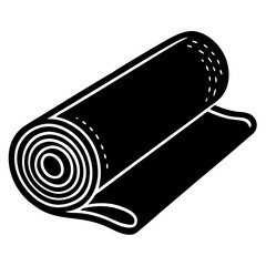 Yoga mat with a roll up pattern silhouette vector illustration 