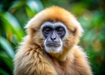 Obraz premium Captive Gibbon Portrait: Zoo Animal Photography