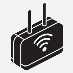 a portable WIFI router for travel silhouette vector art illustration, wireless router icon