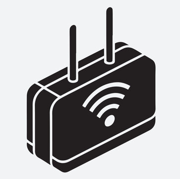 recommend clip art: a portable WIFI router for travel silhouette vector art illustration, wireless router icon