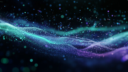 Champ d'ondes lumineuses sur fond noir.