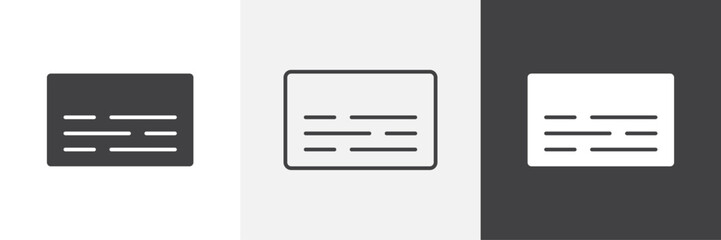 Subtitles icons graphics pack vectors.