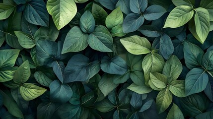 Lush Green Leaves: A Serene Botanical Pattern and Texture Background for Natural Designs and Wallpapers