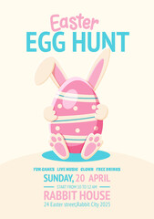 Cute Easter Bunny Egg Hunt Poster for Kids Event