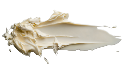 Creamy texture of cosmetic cream smear spreading on transparent background
