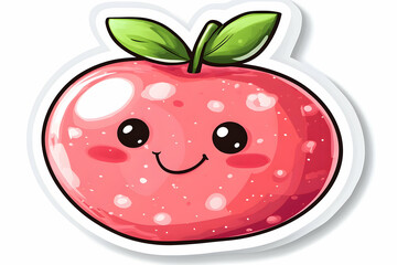 Cute cartoon apple sticker, friendly expression, simple design, digital art, for kids' product, possible use in social media