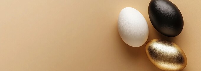 Easter posters or design flyers, Card, Banner with colorful eggs and golden eggs spring flowers eggs in the nest on  background.

