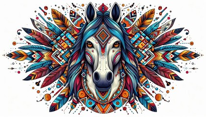 Equine majesty, A fusion of tribal artistry and geometric precision design