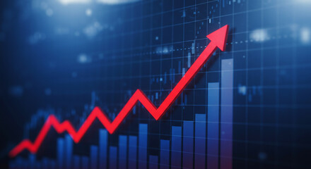 Obraz premium stock market graph on red