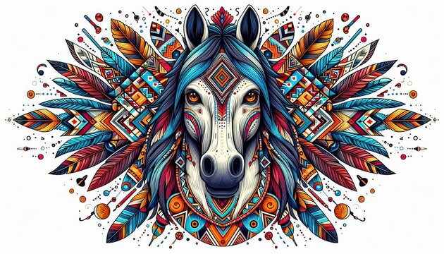 Equine majesty, A fusion of tribal artistry and geometric precision design