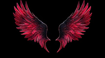 Obraz premium Red And Black Fantasy Wings On Black Background