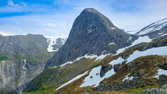 View to mountain near Briksdalsbreen, Norway