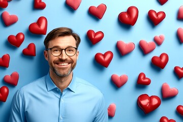 Love confession. Valentine's day greeting from man or for man: impressive striking image of loving caucasian adult man. Commercial marketing conceptual art. Love and passion. Love expression.