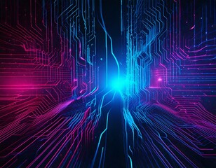 Obraz premium Technology background, Futuristic abstract digital background with dark blue and neon pink