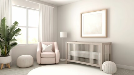 Modern baby room design home interior decor pastel colors cozy environment soft aesthetics for new parents