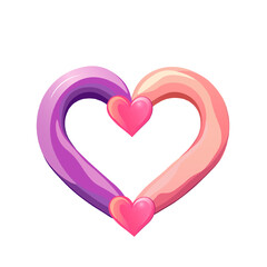Glossy Pink Heart Icon with Gradient Effect. Vibrant Heart Illustration in Shades of Pink and Purple. Shiny and Smooth Gradient Heart Design