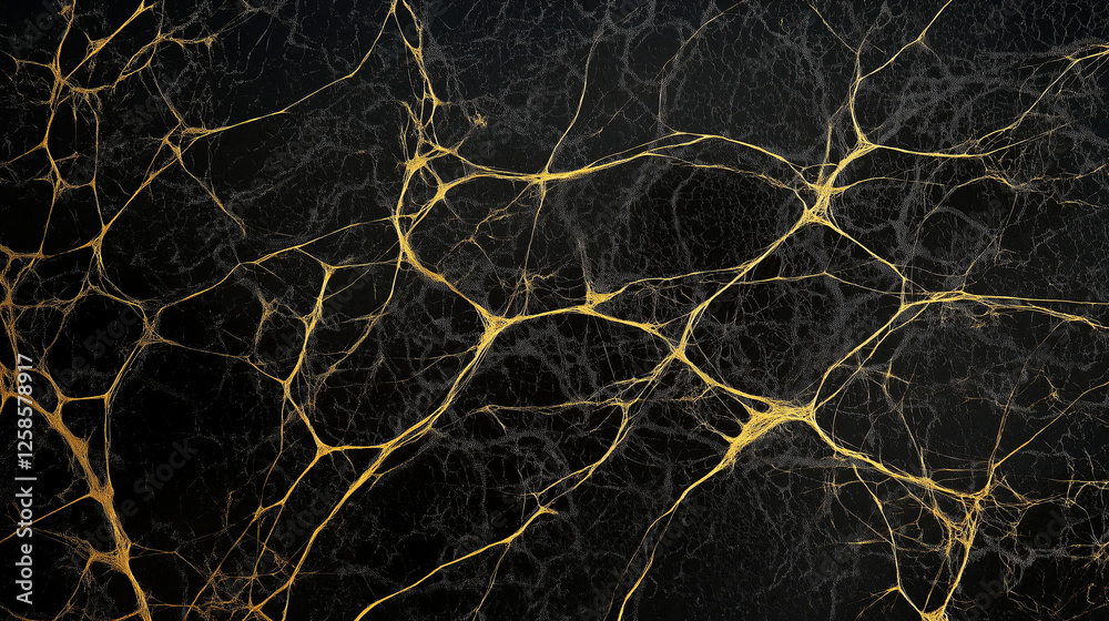 Poster a delicate web of golden threads woven through an inky black background