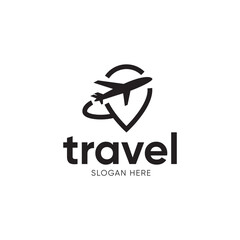 Simple Suitcase Travel Logo. Travel Bag and Plane Logo For Traveling Business Company.