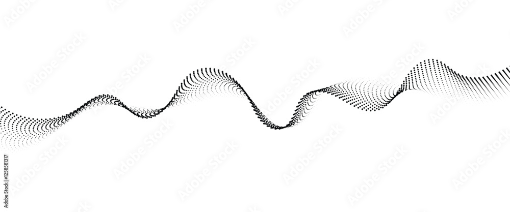 Leinwandbilder Flowing Dot Wave halftone gradient pattern on transparent background	
