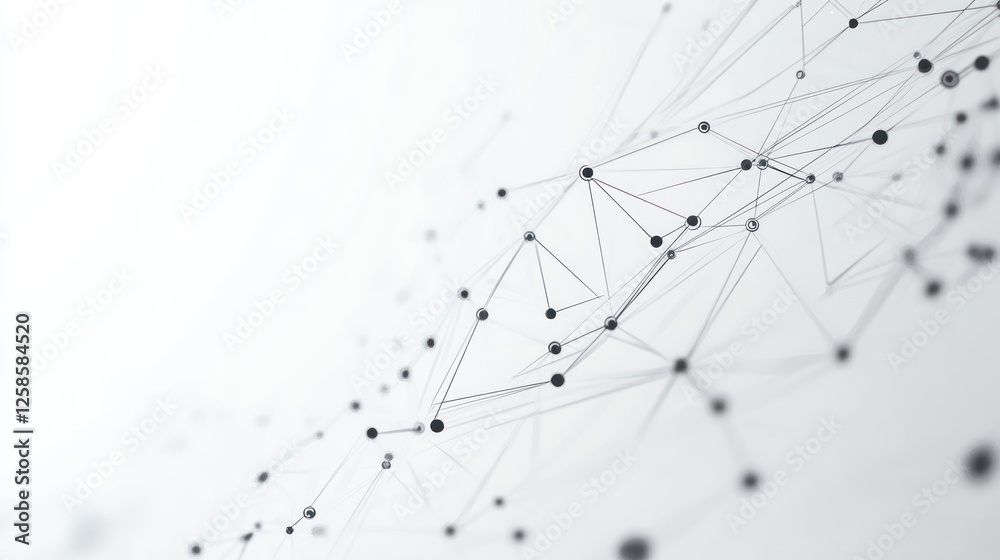 Poster abstract technology background with interconnected lines and nodes, representing data flow and netwo