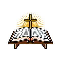 An open Bible, illuminated from within by a divine, radiant light, showcasing sacred text.  Focus on the light's ethereal glow.