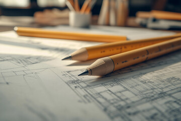 Blueprint plan architectural project, generative AI image